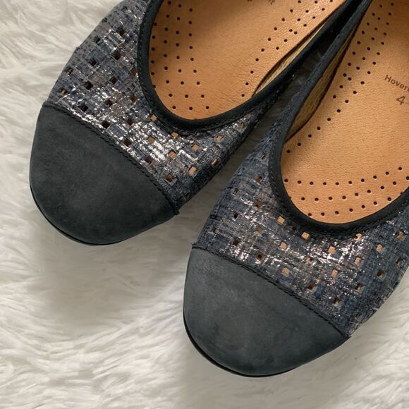 Gabor Hovercraft Metallic Navy Blue Perforated Leather Ballet Flats UK 4 US 6.5 - Picture 4 of 9